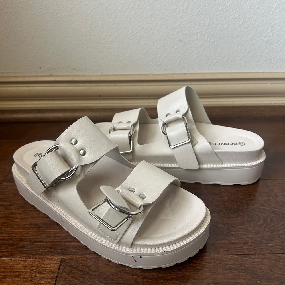White platform sandals